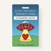 Kinder Red UFO-partij Alien Research Security Pass Badge (Voorkant)