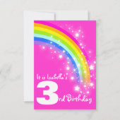 Kinder regenboog 3e verjaardag roze verjaardag uit kaart (Voorkant)