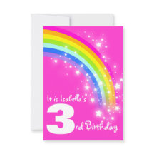Kinder regenboog 3e verjaardag roze verjaardag uit