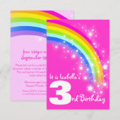 Kinder regenboog 3e verjaardag roze verjaardag uit kaart (Voorkant / Achterkant)