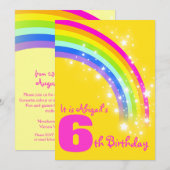 Kinder regenboog 6 e verjaardag gele verjaardag ui kaart (Voorkant / Achterkant)