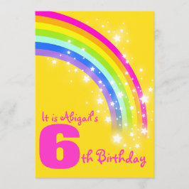 Kinder regenboog 6 e verjaardag gele verjaardag ui kaart
