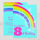 Kinder regenboog 8e verjaardag van aqua - verjaard kaart (Voorkant / Achterkant)