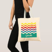 Kinder regenboog Chevron Colorful gepersonaliseer Tote Bag (Voorkant (product))