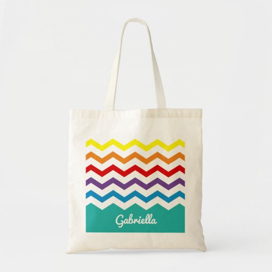 Kinder regenboog Chevron Colorful gepersonaliseer Tote Bag (Voorkant)