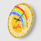 Kinder regenboog, gele wandklok (Hoek)
