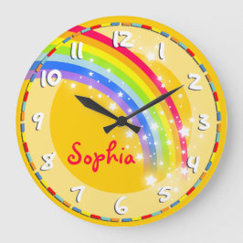 Kinder regenboog, gele wandklok