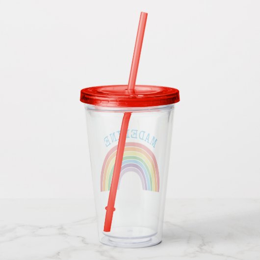 Kinder regenboog Gepersonaliseerde meisjes  Acryl Drinkbeker (Achterkant)