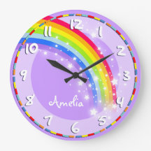 Kinder regenboog met paarse muurklok