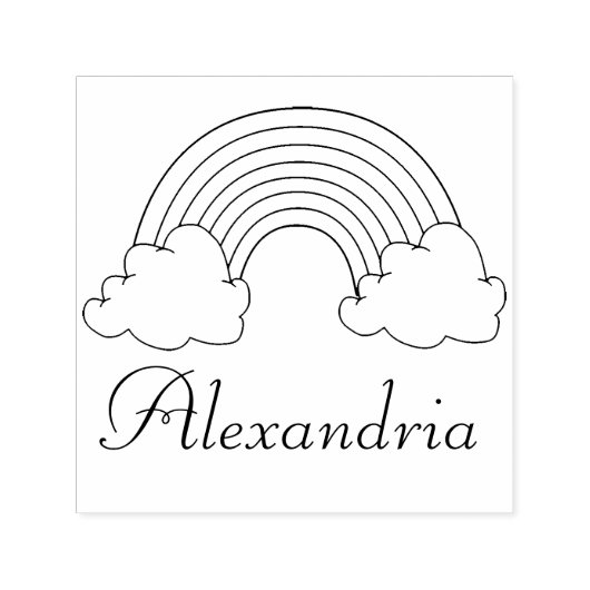 Kinder Regenboog met Wolken Gepersonaliseerd  Zelfinktende Stempel (Design)