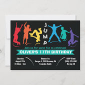 Kinder regenboog sprong trampoline verjaardagsfees kaart (Voorkant)