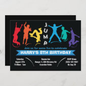 Kinder regenboog sprong trampoline verjaardagsfees kaart (Voorkant / Achterkant)