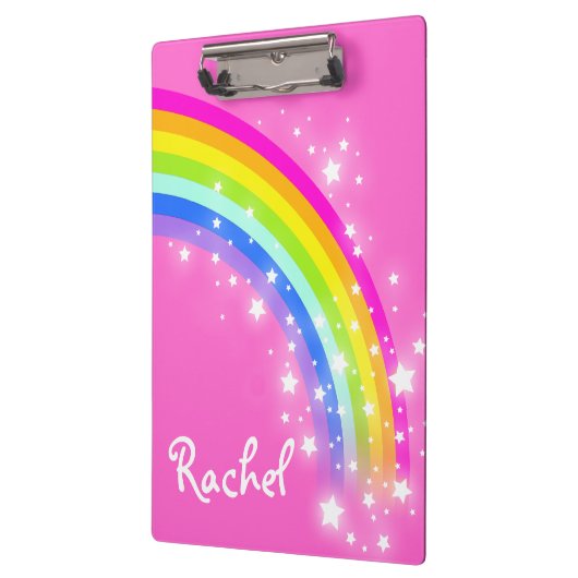 Kinder regenboog sterren roze genoemd klembord (Links)