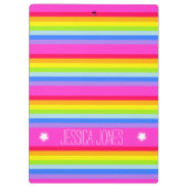 Kinder regenboog strepen roze volledige naam klemb klembord (Achterkant)