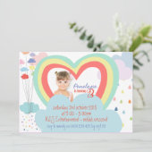 Kinder regenboog thema verjaardagsuitnodiging kaart (Staand voorkant)
