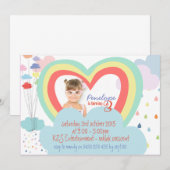 Kinder regenboog thema verjaardagsuitnodiging kaart (Voorkant / Achterkant)