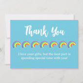 Kinder regenboog verjaardagsfeestje bedankkaart (Voorkant)