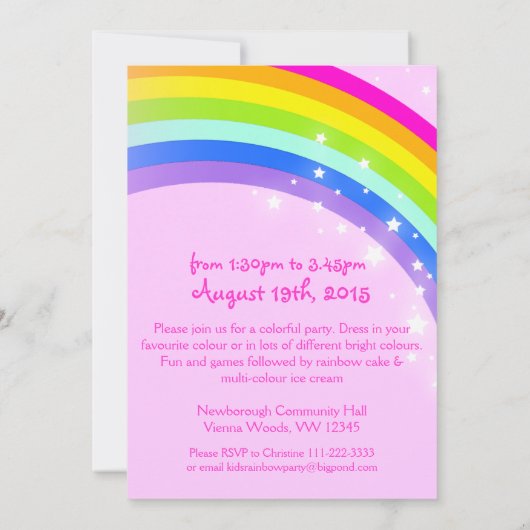 Kinder regenboog vierde verjaardag roze verjaardag kaart (Achterkant)