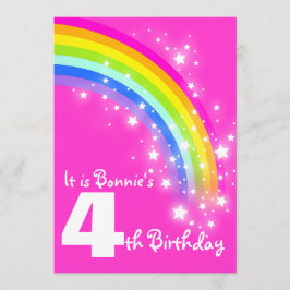 Kinder regenboog vierde verjaardag roze verjaardag kaart