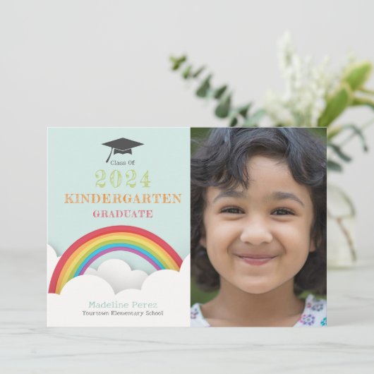 Kinder regenboog wolken kleuterschool Afstuderen F Kaart (Staand voorkant)