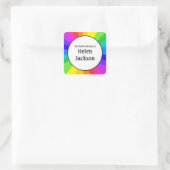 Kinder regenboogbladwijzer vierkante sticker (Tas)