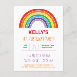 Kinder regenboogdag dames met kleurrijke meisjes uitnodiging briefkaart