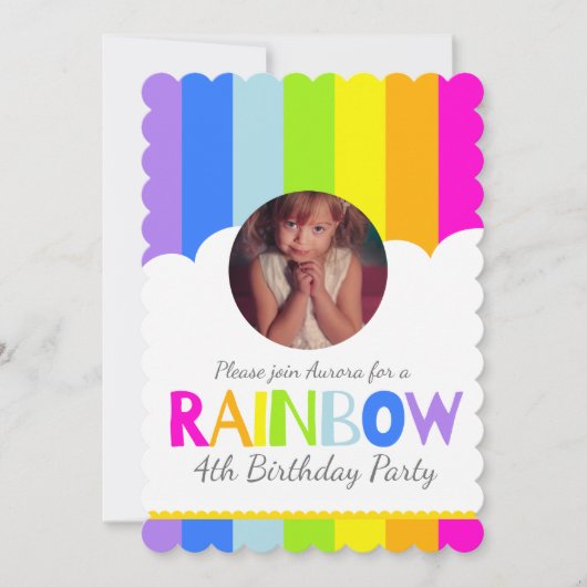 Kinder regenboogfotowolk vijfde verjaardag kleurri kaart (Voorkant)