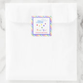 Kinder regenboogpokken Baby shower Dank u wel Vierkante Sticker (Tas)