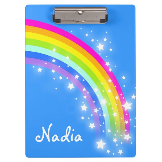 Kinder regenboogsterren hemelsblauw genoemd klembo klembord (Voorkant)