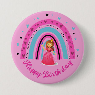 Kinder regenboogverjaardagsknop ronde button 7,6 cm