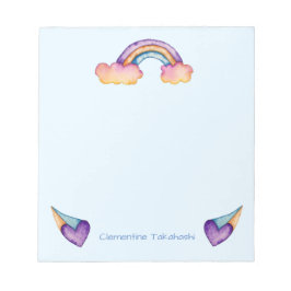 Kinder regenboogWaterverf | Naam toevoegen Notitieblok