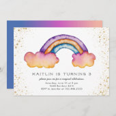 Kinder regenboogwolk: Birthday Party Kaart (Voorkant / Achterkant)