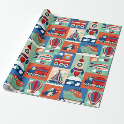 Kinder reizen cadeaupapier (Uitgerold)