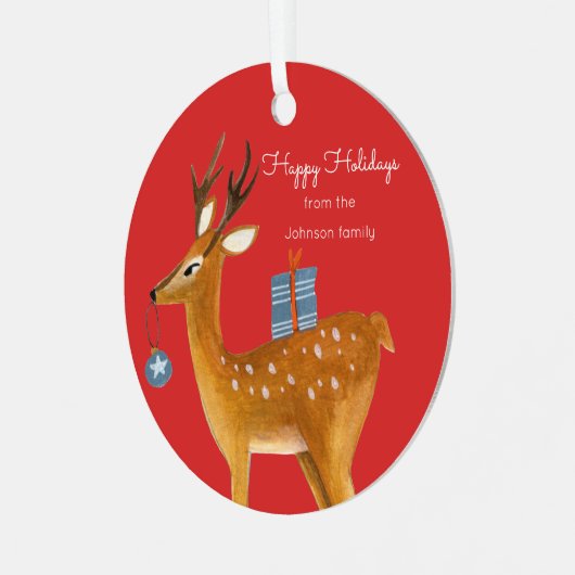 Kinder rendierkerst metalen ornament (Voorkant links)