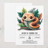 Kinder reptielenavontuur verjaardagsuitnodiging kaart (Voorkant / Achterkant)