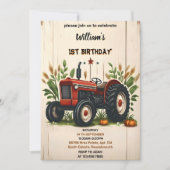 kinder retro boy coole tractor eerste 1e verjaarda kaart (Voorkant)