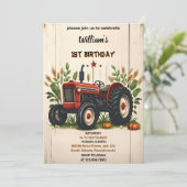 kinder retro boy coole tractor eerste 1e verjaarda kaart (Staand voorkant)