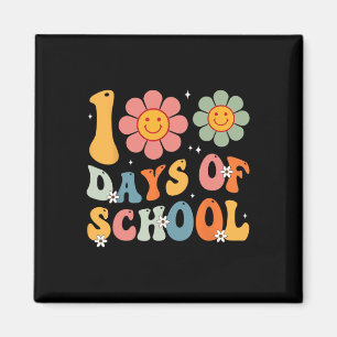 Kinder Retro Groovy 100 dagen Gelukkige 100ste dag Magneet