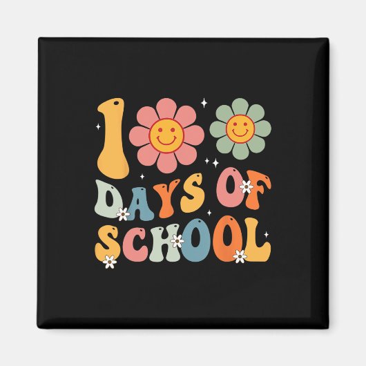 Kinder Retro Groovy 100 dagen Gelukkige 100ste dag Magneet (Voorkant)