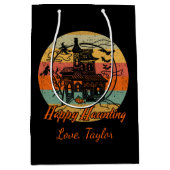 Kinder Retro Halloween Happy Haunting Haunting Hou Medium Cadeauzakje (Voorkant)