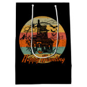 Kinder Retro Halloween Happy Haunting Haunting Hou Medium Cadeauzakje (Achterkant)