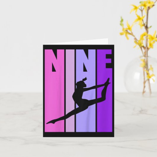 Kinder Retro Meisjes Gymnastiek 9 9e Negende verja Kaart (Gele Bloem)