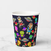 Kinder Retro Robots en Astronauten Papieren Bekers (Achterkant)