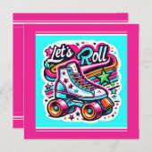 Kinder Retro Rolschaatsen Party Bedankt Card (Voorkant / Achterkant)