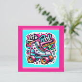 Kinder Retro Rolschaatsen Party Bedankt Card (Staand voorkant)