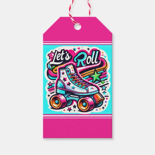 Kinder Retro Rolschaatsen Party Gift Label Cadeaulabel (Voorkant)
