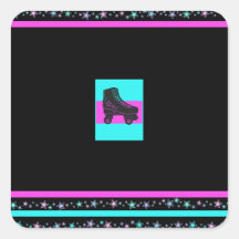 Kinder Retro Rolschaatsen Party Square Sticker