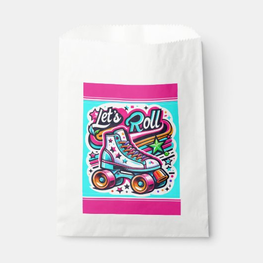 Kinder Retro Rolschaatsen Party voorkeurstas Bedankzakje (Voorkant)