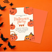 Kinder Retro Schattigee Pompoen Halloween Party Kaart