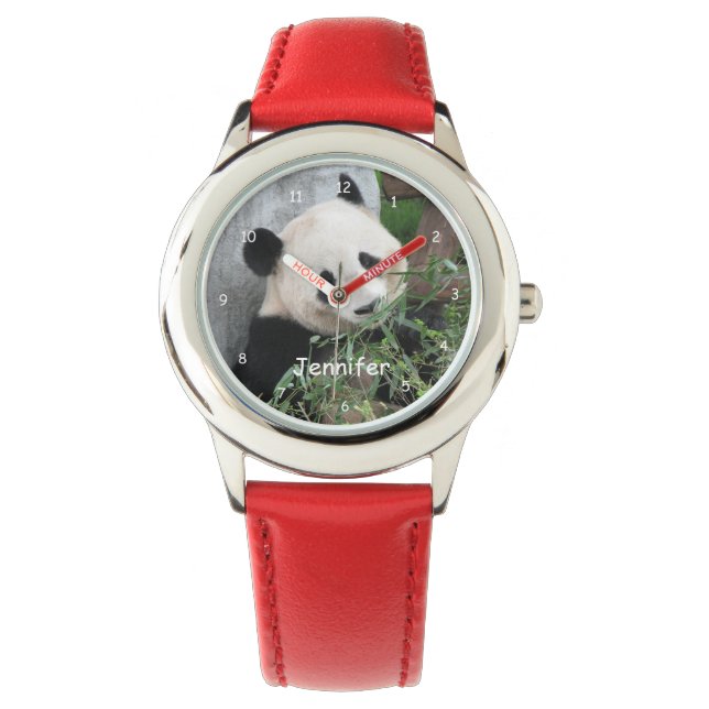 Kinder reuzenpanda horloge, rode band horloge (Voorkant)